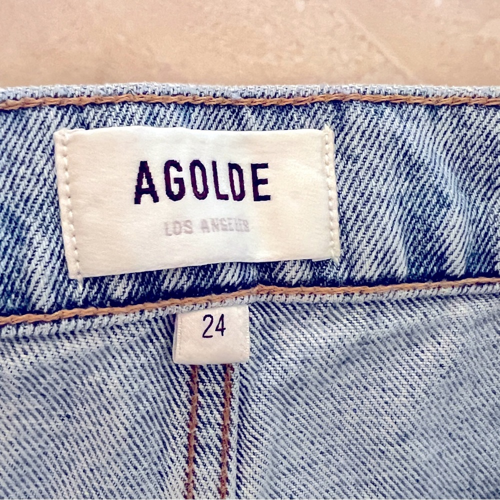 Agolde Light Blue Straight Leg Jeans - Picture 7 of 10